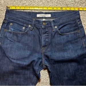 Burberry Brit Mens Straight Blue Denim Button Fly Dark Straight- Size 32 x 32